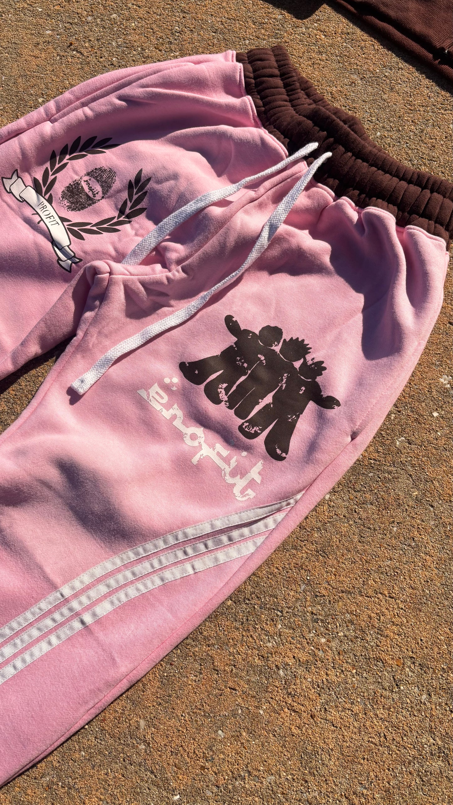 Pink/Brown Acid Wash “Profit Identity” Sweatsuit