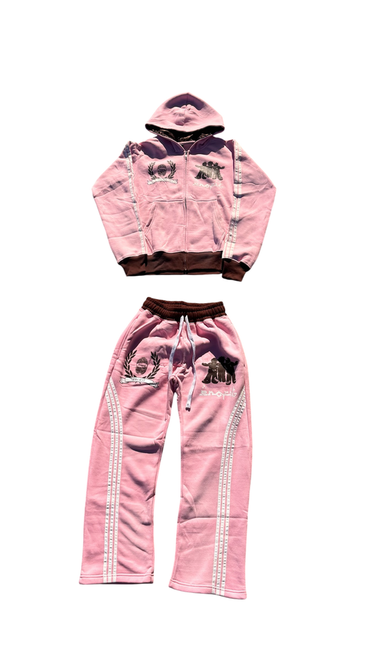 Pink/Brown Acid Wash “Profit Identity” Sweatsuit