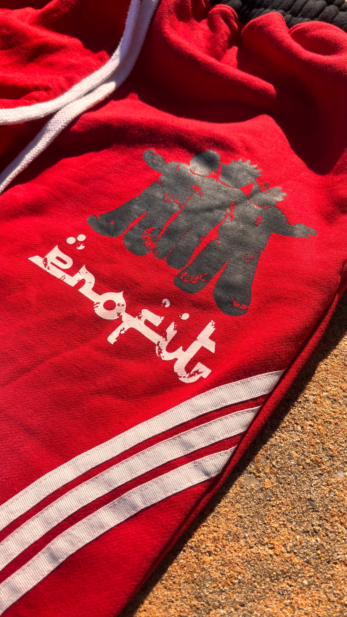 Red/Black Acid Wash “Profit Identity” Sweatsuit