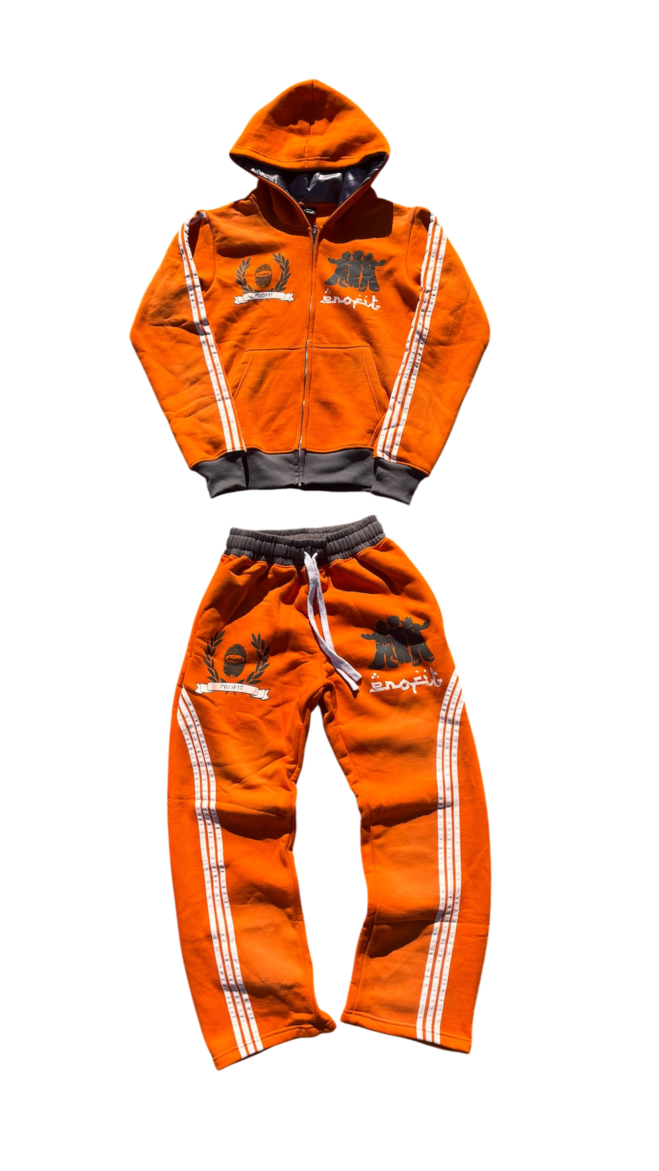 Orange/Grey Acid Wash “Profit Identity” Sweatsuit