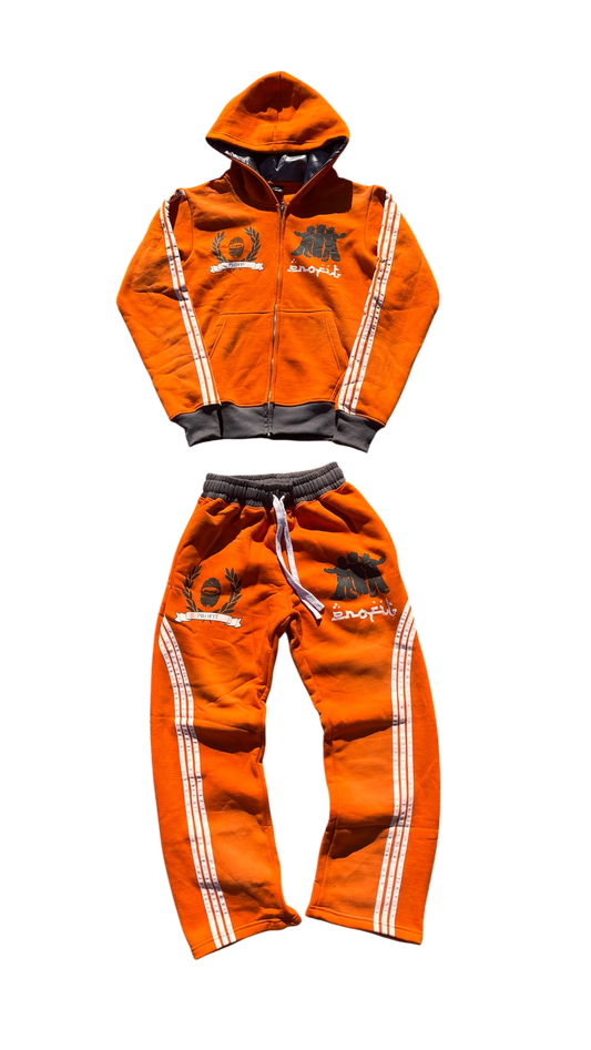 Orange/Grey Acid Wash “Profit Identity” Sweatsuit