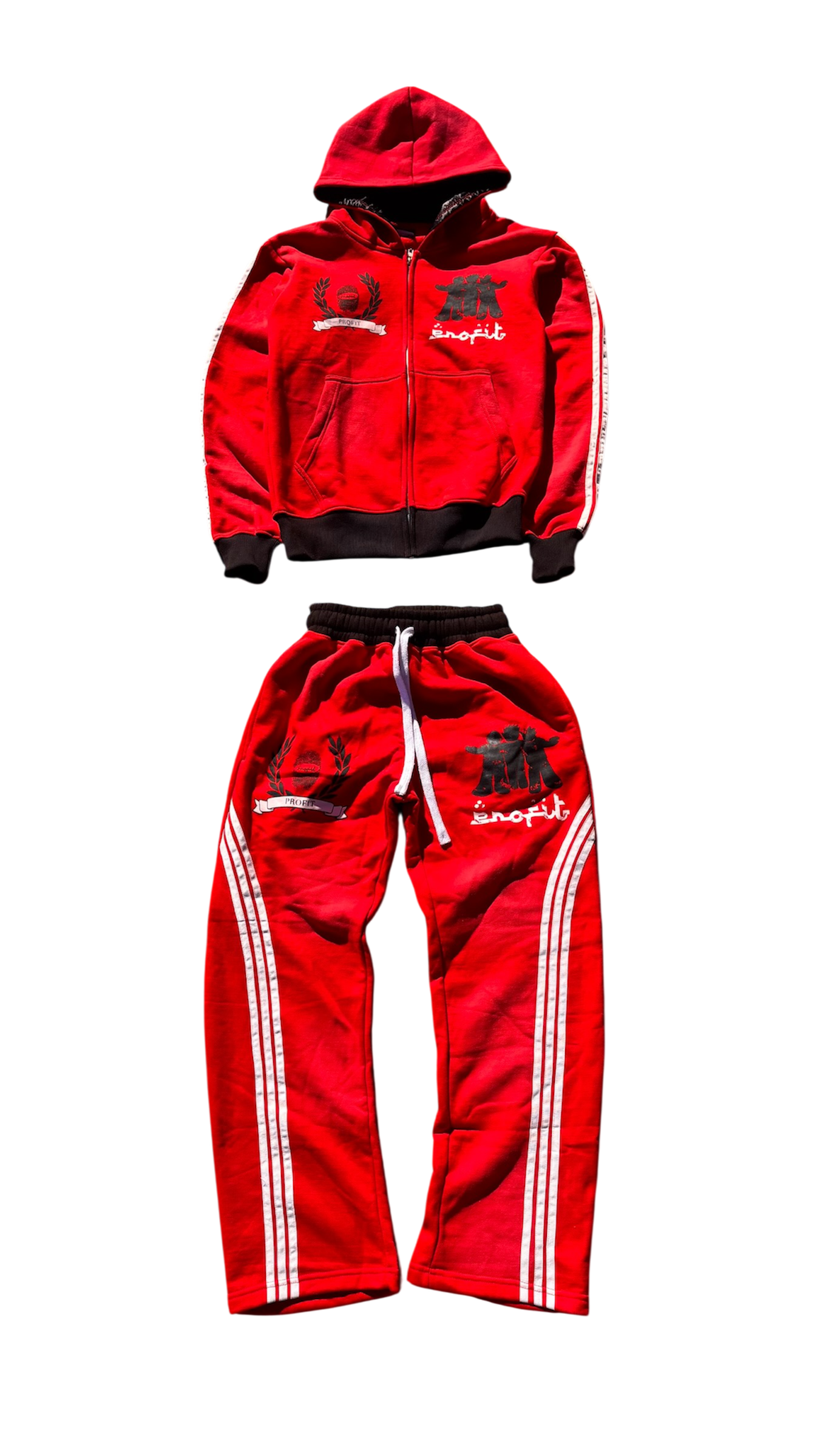 Red/Black Acid Wash “Profit Identity” Sweatsuit