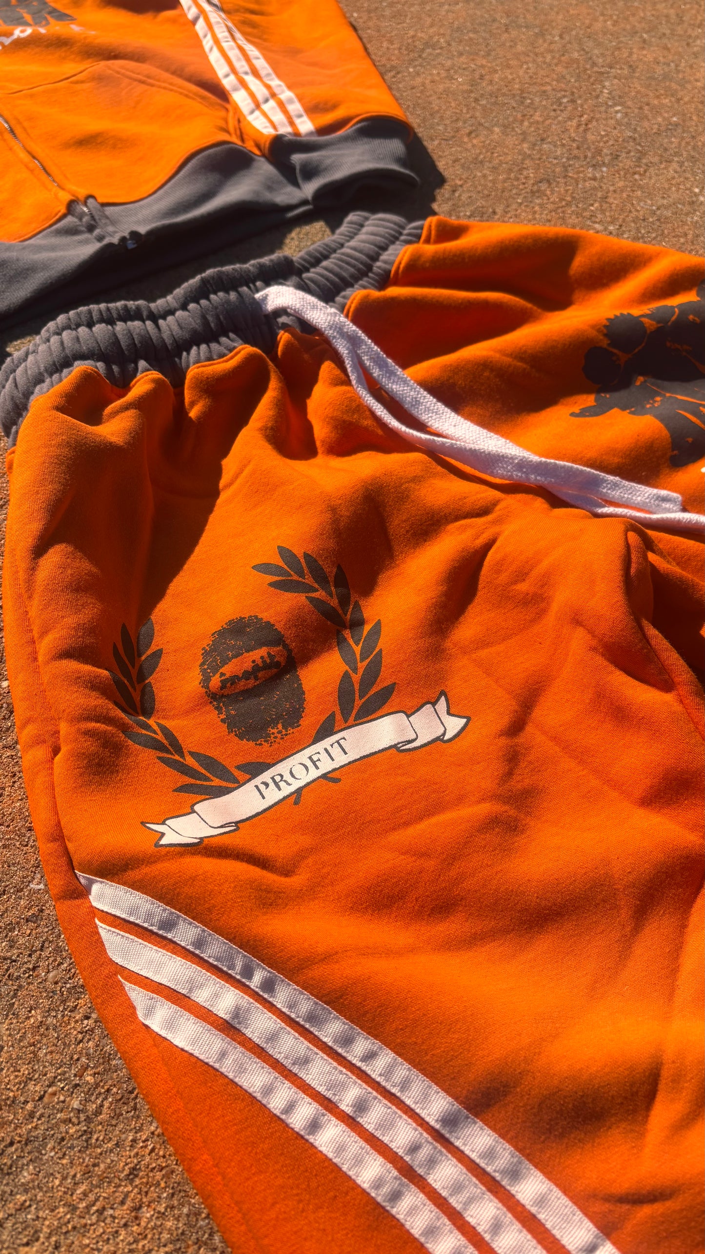Orange/Grey Acid Wash “Profit Identity” Sweatsuit